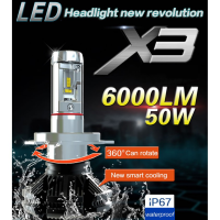 ZR สำหรับ2x ไฟหน้ารถยนต์ X3/H7/H11/9005หลอดไฟไฟหน้ารถ H4 LED ของแท้