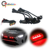 Gtinthebox 4PCS Smoked Lens Front Grille Red LED Light with Wiring Harness Kit For 2016-up Toyota Tacoma wTRD Pro Grill DRL 12V