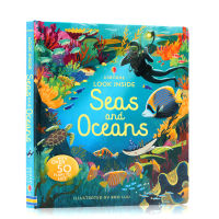 Look inside seas and oceans in English original genuine look inside seas and oceans series marine cardboard flip books childrens Enlightenment popular science picture books pictures parents and children read together Usborne