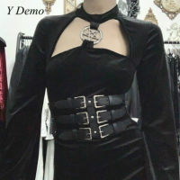 Y Demo Punk Rock Adjustable Waist Seal Pu Leather Elastic Rivets Cummberbund Belt