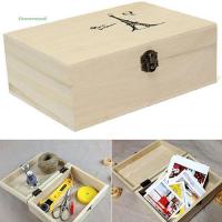 GR Plain Unpainted Natural Wooden Tool Storage Box Memory Small Chest Craft Box