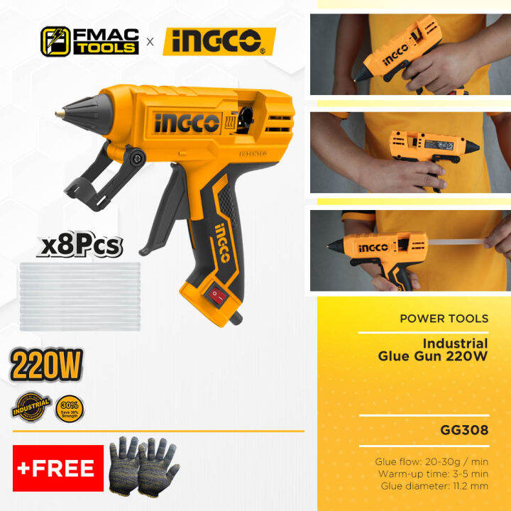 INGCO Industrial Glue Gun 220W GG308 + FREEBIES FMAC TOOLS Lazada PH