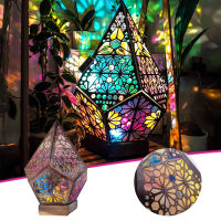 LED Lights Bohemian Floor Projector Colorful 3D Projection Night Lamp Night Light Star Projector Lamp for Trendy Vintage Bedroom