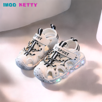 Kids Sandals 2023 Summer Versatile LED Beach Sandals With Light Baby Girls Boys Soft Bottom Luminous Toddler Soft Bottom Shoes
