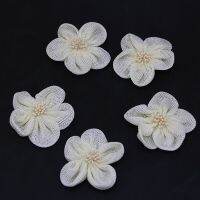 ；‘。、’ (5 Pcs/Pack)70Mm Linen Winter Jasmine Simulation Flower Retro Simple Multi-Purpose Decorative Hair Accessories Clothing Home DIY