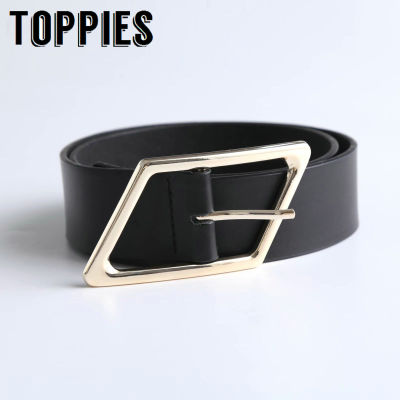 Toppies Women Black Belt Rhombus Belts For Women Quality Leather Waistband