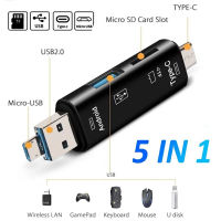 5 In 1 Usb 2.0 Type Cusbmicro Usbtfsd เครื่องอ่านการ์ดหน่วยความจำมัลติฟังก์ชั่ OTG Card Reader Adapter อุปกรณ์เสริมศัพท์มือถือ