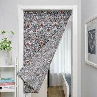 [COD] Imanqiyun door curtain flower printing hanging fabric Fengshui bathroom half without rod