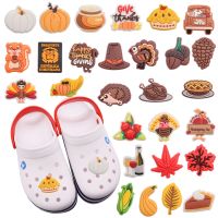 1Pcs Turkey Pumpkin Plants PVC Garden Sandals Shoe Charms Boys Girls Accessories Shoe Buckle Fit Thanksgiving Croc Jibz Charm