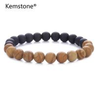 Kemstone แฟชั่น 8 มิลลิเมตรไม้ลูกปัดแฮนด์เมดลูกปัดสร้อยข้อมือเครื่องประดับสำหรับผู้ชาย