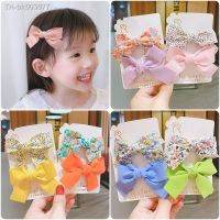 ▤™ 2pcs Children Fashion Solid Color Bow Hair Clip Cute Flower Printed Bowknot Hairpin Women Girls Makeup Bangs Ponytail Hairgrips