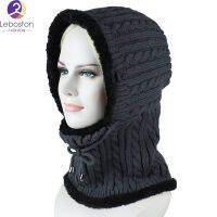 Leboston (หมวก) ผู้ชาย/ผู้หญิงหมวกฮู้ดอบอุ่นคออุ่นถัก Plush Hood ผ้าพันคอ Cap