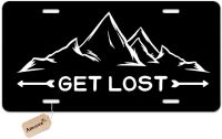 Amcove License Plate Get Lost Mountains Decorative Car Front License Plate,Vanity Tag,Metal Car Plate,Aluminum Novelty