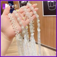 PETI JEWELLERY 2Pcs ประณีตประณีตประณีต ดอกไม้ประดับดอกไม้ แต่งงานในงานแต่งงาน ปาร์ตี้งานปาร์ตี้ ที่คาดผมไข่มุก แถบคาดศีรษะ ริบบิ้นลูกไม้ปัก ที่คาดผมเจ้าหญิง