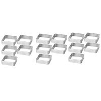 Perforated Tart Ring Stainless Steel Tartlet Molds Square Shape Mould Cake Circle French Pastry Baking Tool, 15 Pack