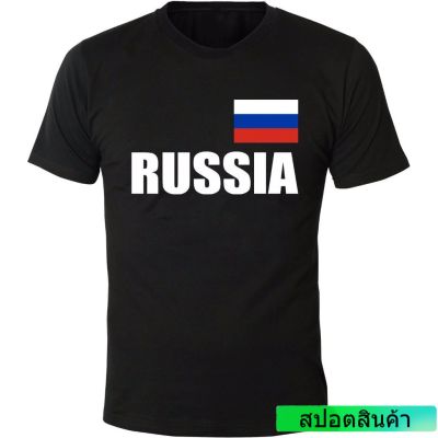 เสื้อยืดลายธงรัสเซีย พร้อมตัวอักษร Russia สำหรับผู้ชาย  7TFT