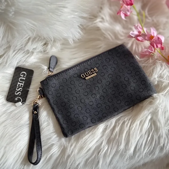 Original Guess Monogram Zip Around Wristlet Wallet Black Lazada PH