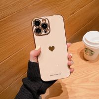 เคส Electroplated รูปหัวใจแบบนิ่มสำหรับ iPhone 11 12 13 14 Pro Max XS Max X XR 7 8 Plus SE 2020 Mini ปลอกซิลิโคนกันกระแทก