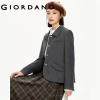 GIORDANO Women Jackets Herringbone Gentle Elegant Jackets Turn-Down Collar Button Closure Fashion Casual Warm Jackets 18373608