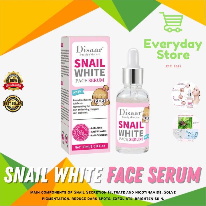 Snail White Face Serum Brighten Skin Tone Moisturizing AntiAging