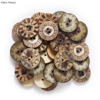 50pcs Clock theme Wood Buttons for Handwork Sewing Scrapbook Clothing Crafts Accessories Gift Card Handmade Decoration 20/25mm Haberdashery