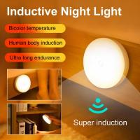 Motion Sensor LED Night Light โคมไฟสมาร์ทสำหรับห้องโถงทางเดินห้องน้ำข้างเตียง USB ชาร์จแบตเตอรี่ Home Lighting2023