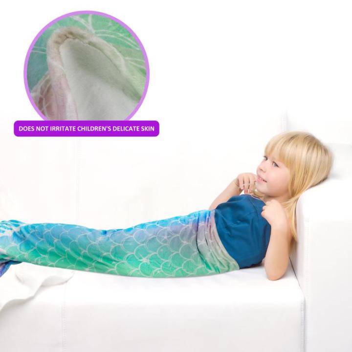 ผ้าห่มหางนางเงือกผ้าสักหลาดอ่อนเป็นพิเศษผ้าห่มหางนางเงือกผ้าห่มนอนถุงนอนลายหางปลาผ้าห่มนอน