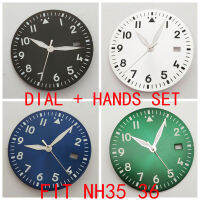 33.5Mm Sterile Watch Dial And Hands Sets Fit For NH35 NH36 Automatic Movement Green Luminous No Logo Can Be Customized