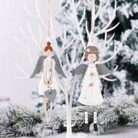 New Plush Wooden Angel Girl Shape Pendant Christmas Decoration Christmas Tree Accessories Children Gift Hanging Pieces