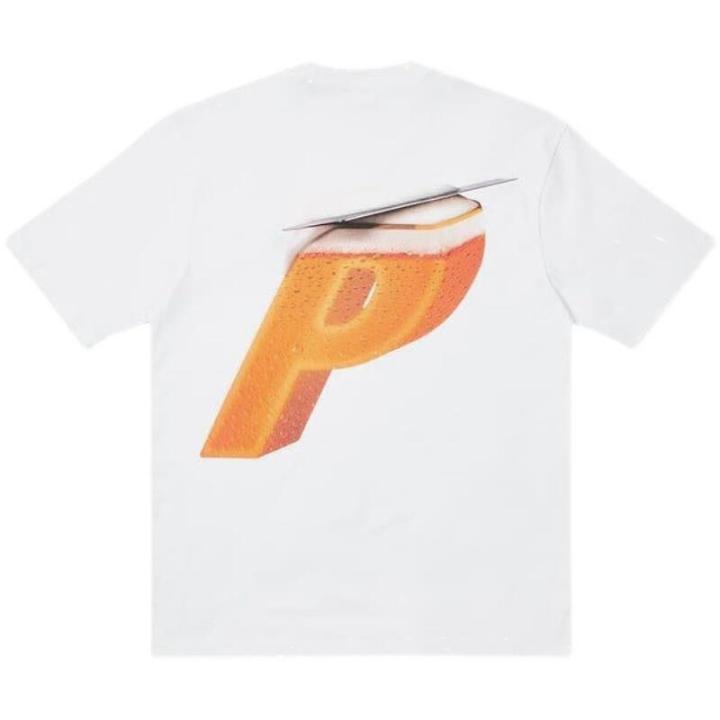 palace-times-beer-co-branded-cotton-print-round-neck-trendy-fashion-loose-and-versatile-casual-comfort-short-sleeve