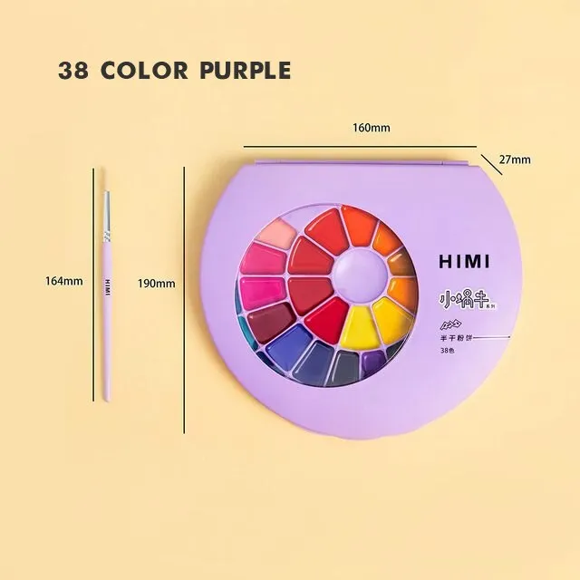HIMI Solid Watercolor Set 24/38 Assorted Colors Portable Powder Gouache