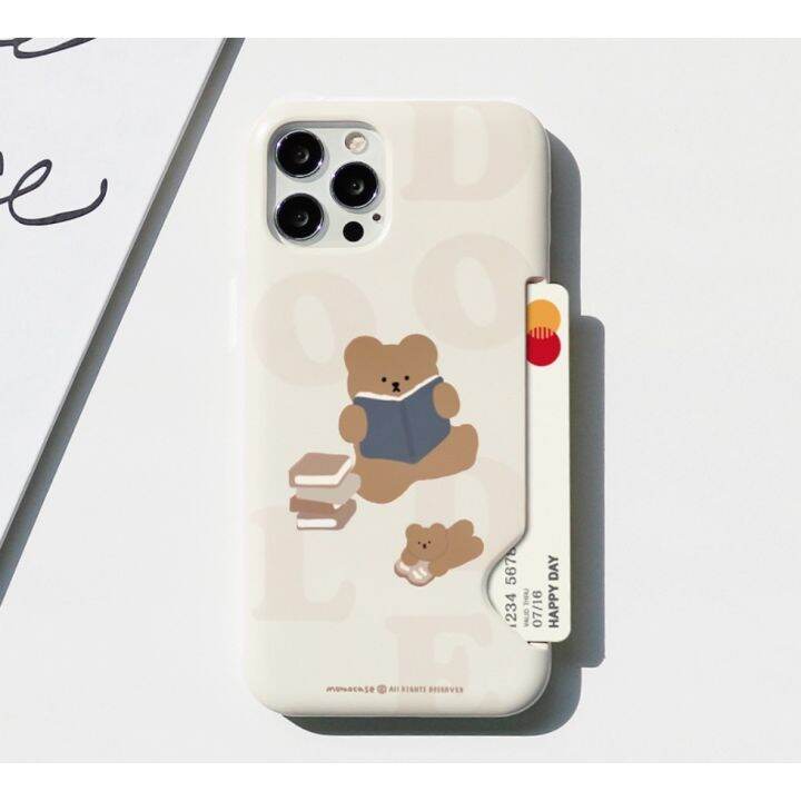 korean-phone-case-for-compatible-for-iphone-samsung-reading-maniac-bear-slim-card-storage-clear-slide-bumper-protective-griptok-kickstand-holder-cute-hand-made-unique-galaxy-13-8-xs-xr-11pro-11-12-12p