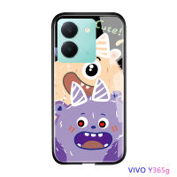 Volans เคสสำหรับ Vivo Y36 Y36 5G ลายการ์ตูนน่ารักสำหรับผู้หญิงเคสฝาหลังกระจกนิรภัยมันวาวกันกระแทกสำหรับเด็กผู้หญิง