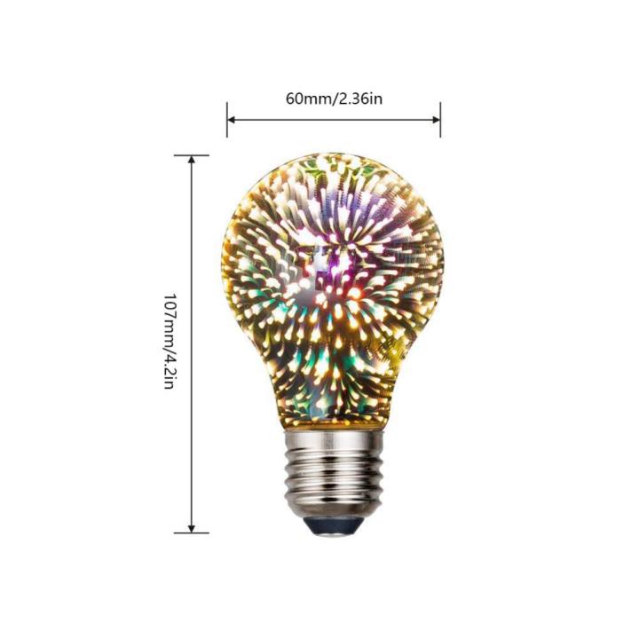 หลอดไฟหลากสีลายพลุสีสันสวยงาม3d-ไฟดิสโก้4-5w-e27-125lm-ตกแต่งด้วยแสงดาวได้นานถึง30000ชั่วโมง