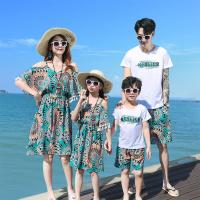 【YF】 Family Matching Outfits  Summer Beach Mother Daughter Floral Dresses Dad Son Cotton T-shirt   Shorts Couple Outfit Seaside