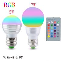 【♀】 PakDecor หลอด LED RGB หรี่แสงได้ E27 5W 7W AC85V-265V Soptlight ไฟกลางคืน + ตัวควบคุม IR,E14 RGB สปอตสำหรับตกแต่งวันหยุด