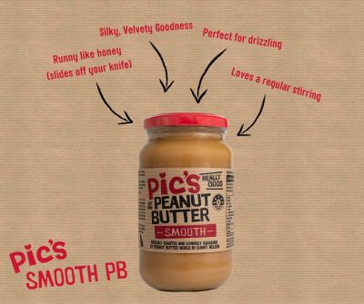 Pics Brand เนยถั่วเนื้อละเอียด ไม่เติมน้ำตาล Peanut Butter Smooth No Sugar (380g)