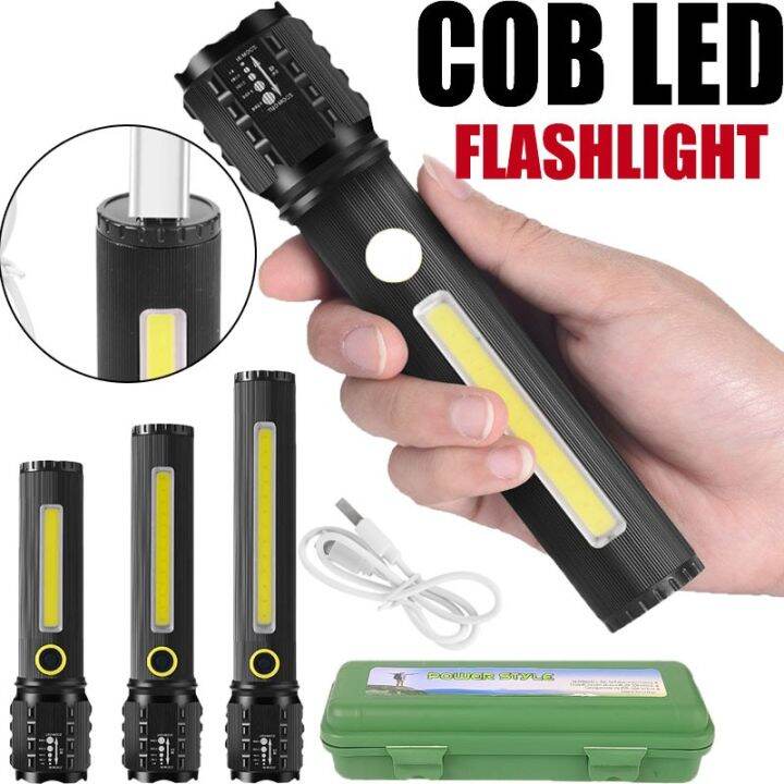 Portable Rechargeable Zoom LED Flashlight Home Outdoor 3 Lighting Modes ...