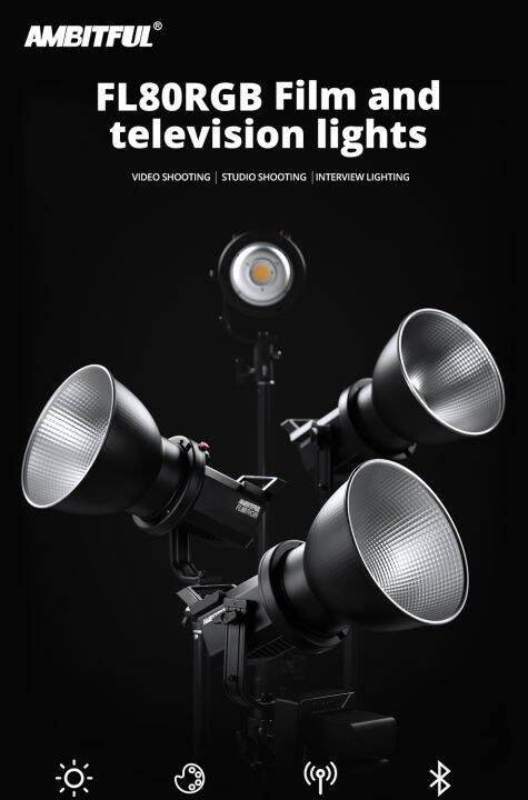 AMBITFUL FL80 RGB Version Bowens Mount LED Video Light 80W 10000K New ...