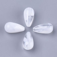 20pc  Acrylic Beads Imitation Gemstone teardrop Clear &amp; White 22x11.5mm Hole: 2mm