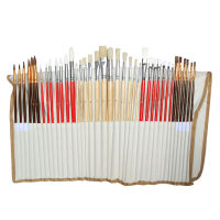 38PcsSet Paint Brushes Oil Watercolor Painting Drawing Pen Nylon Hairs Wooden Brush with Canvas Pouch