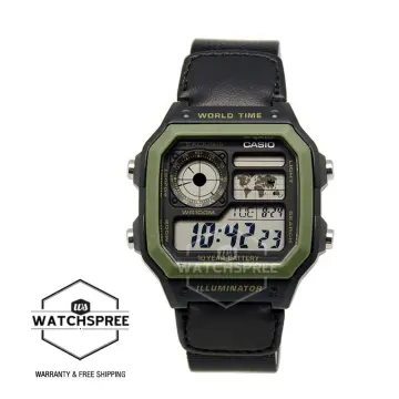 Casio AE1200WHB-1B Men's Illuminator World Time Digital Watch