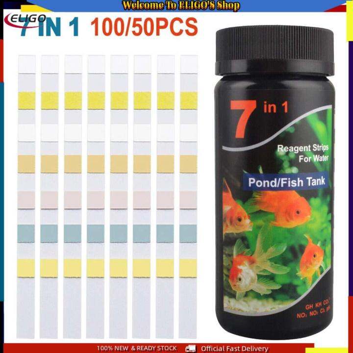 50/100PCS 7 In 1 Strips Water Quality Test Aquarium Ph Test Kit Test Strip Tropical Fish Tank