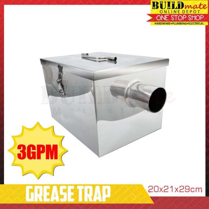 Stainless 304 Mirror Finish Grease Trap 3GPM 3 GPM 20x21x29cm Heavy