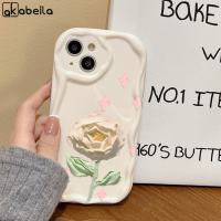 AKABEILA เคสโทรศัพท์ดีไซน์ลายคลื่นครีมดอกไม้ดอกกุหลาบแบบเรียบสำหรับ IPhone 14 13 12 11 Pro Max 6 7 8 Plus X XR XS Max SE 2020คลุมทั้งหมดแฟชั่นเคสใส่โทรศัพท์คู่รักกันกระแทก