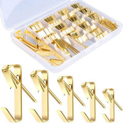 136 Pcs 5 Sizes Picture Hanging Hooks Heavy Duty Hangers Hardware Kit Including 10/20/30/50/100 LB