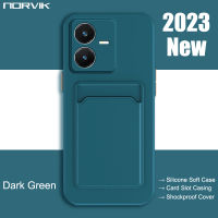 NORVIK สีเขียวเข้มปลอกอ่อนการ์ดซิลิโคนกระเป๋ามีช่องใส่เคสโทรศัพท์แสนสร้างสรรค์กันกระแทกสำหรับ VIVO Y27 Y36 Y02 Y22 Y22S Y21S Y16 V25 Pro V25e Y35 Y55 Y33S T1X Pro 4G 5G N2-1ฝาครอบป้องกัน