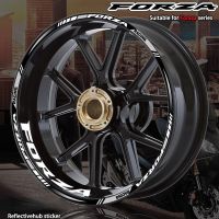 สติกเกอร์ล้อรถจักรยานยนต์สะท้อนแสงสำหรับรถฮอนด้า Forza300 Forza 125 250 300 350 750สติกเกอร์ติดเทปแถบขอบสกูตเตอร์อุปกรณ์ตกแต่ง