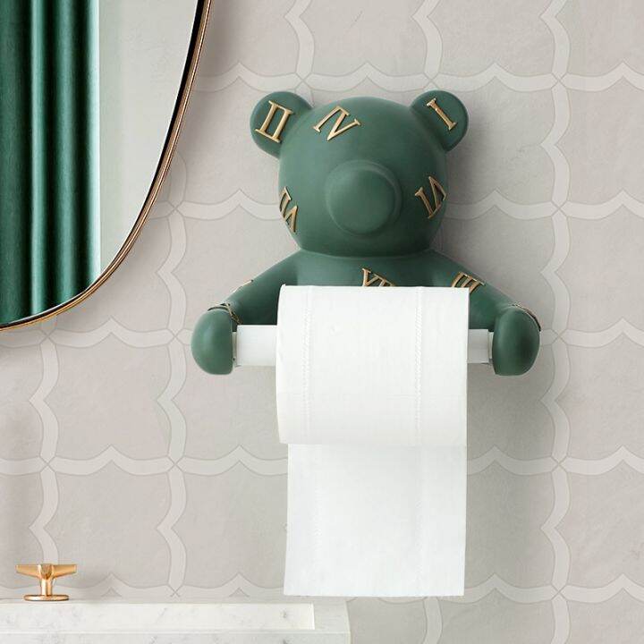 little-bear-wall-hanging-roll-paper-towel-rack-no-hole-bathroom-storage-rack-toilet-toilet-paper-rack