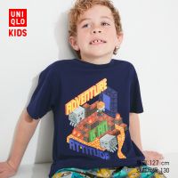 ❀♟ Uniqlo เสื้อยืดแขนสั้น พิมพ์ลาย MINECRAFT สําหรับเด็กผู้ชาย และเด็กผู้หญิง (UT) (23) 455234